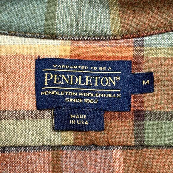 Pendleton GAMBLER 100% Virgin Wool Flannel Shirt Dress in Tan Green Plaid M NWOT - Picture 3 of 5